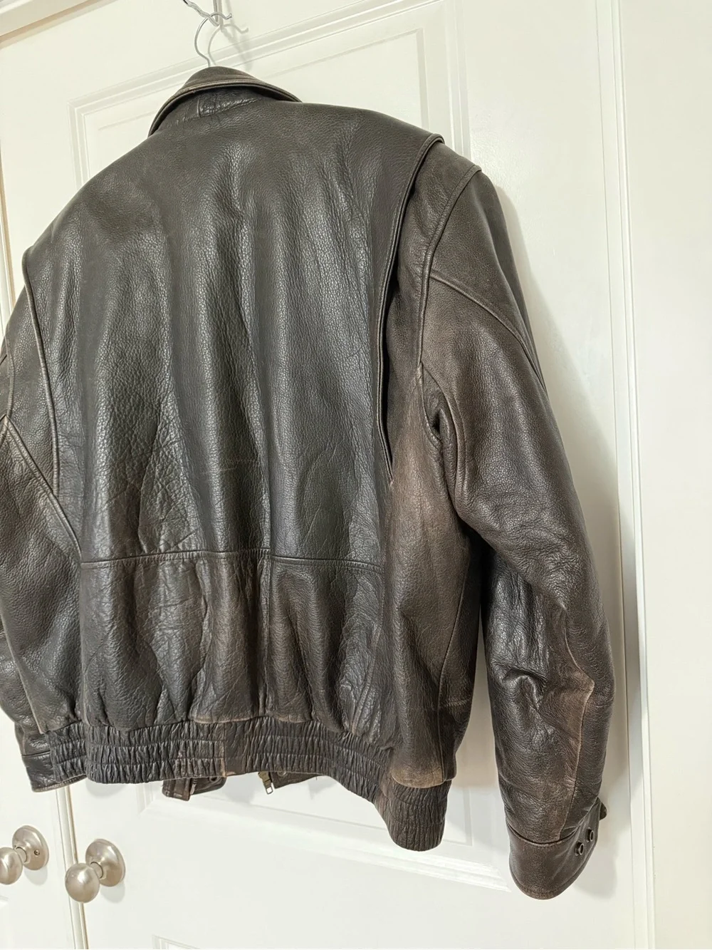 Boeing Men's Dark Brown Leather Bomber Jacket